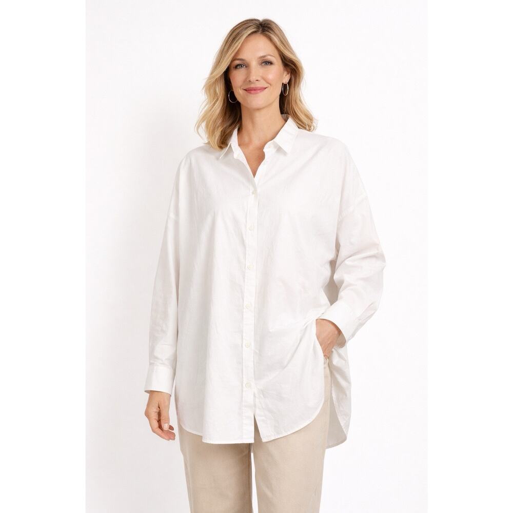 Style‎ Mafia x Free People White Button Front Shirt Oversized NEW Womens S/M